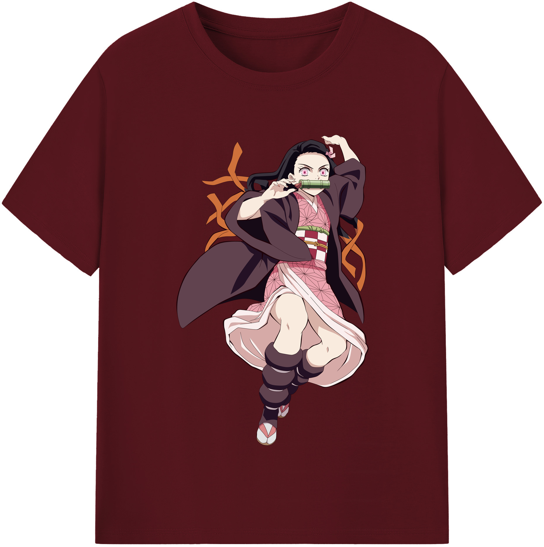（画像用） 鬼滅の刃（きめつのやいば）竈門 禰󠄀豆子／かまど ねずこ Kamado Nezuko 綿100％半袖Tシャツ（フロントプリント）